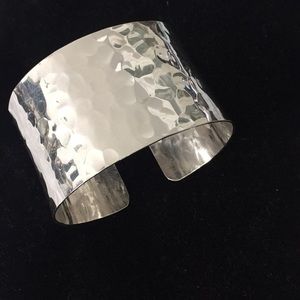 Big, bold sterling silver handmade hammered cuff